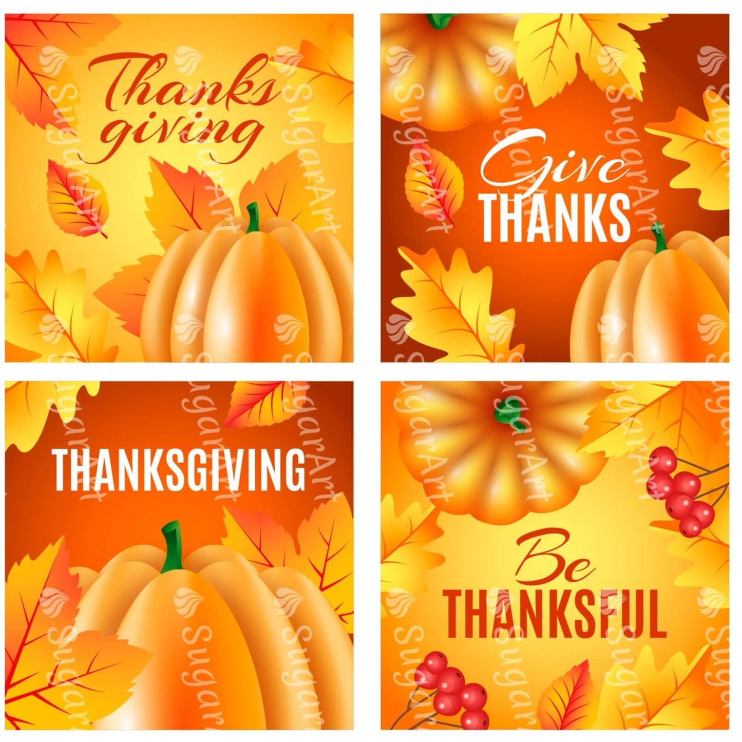 Thanksgiving 2.5 inch Orange Squares - Icing - ISA179.