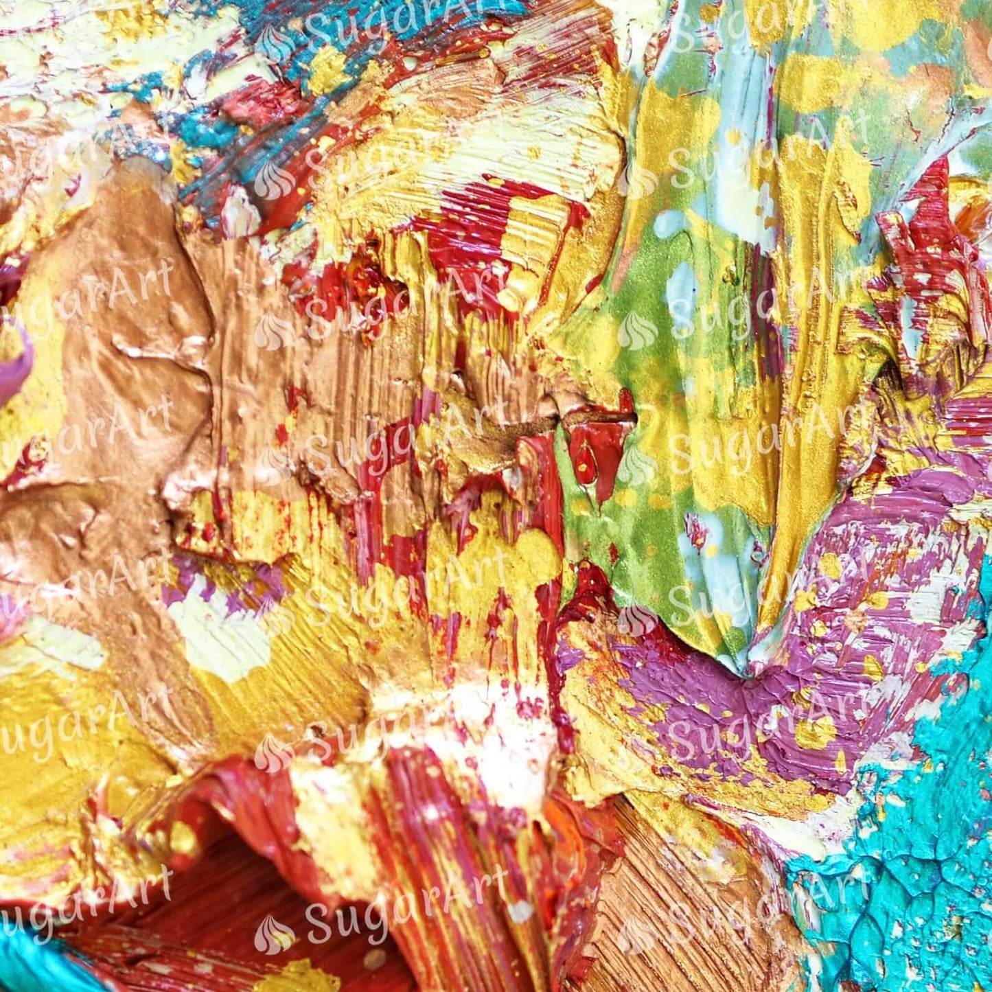 Oil Paint Textured Gold Colorful Background - Icing - ISA193