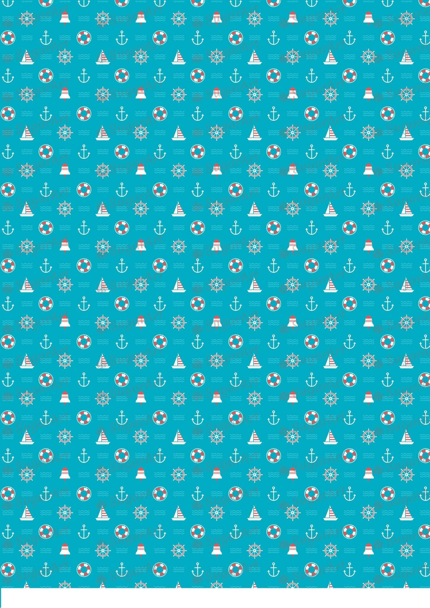 Nautical, Anchor and Sail Boat Pattern - BSA004-Sugar Stamp sheets-Sugar Art