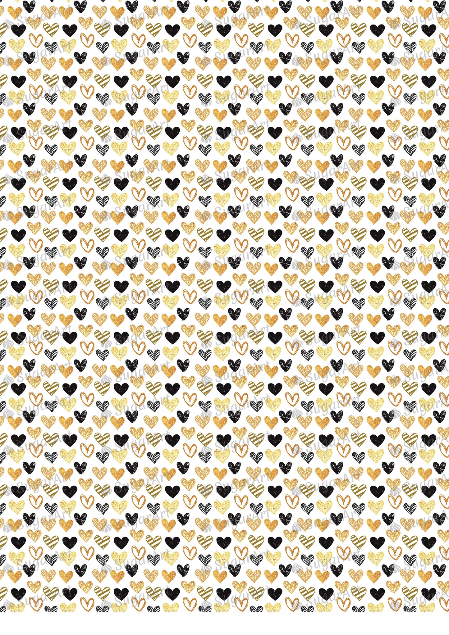 Golden and Black Hearts background - BSA045.
