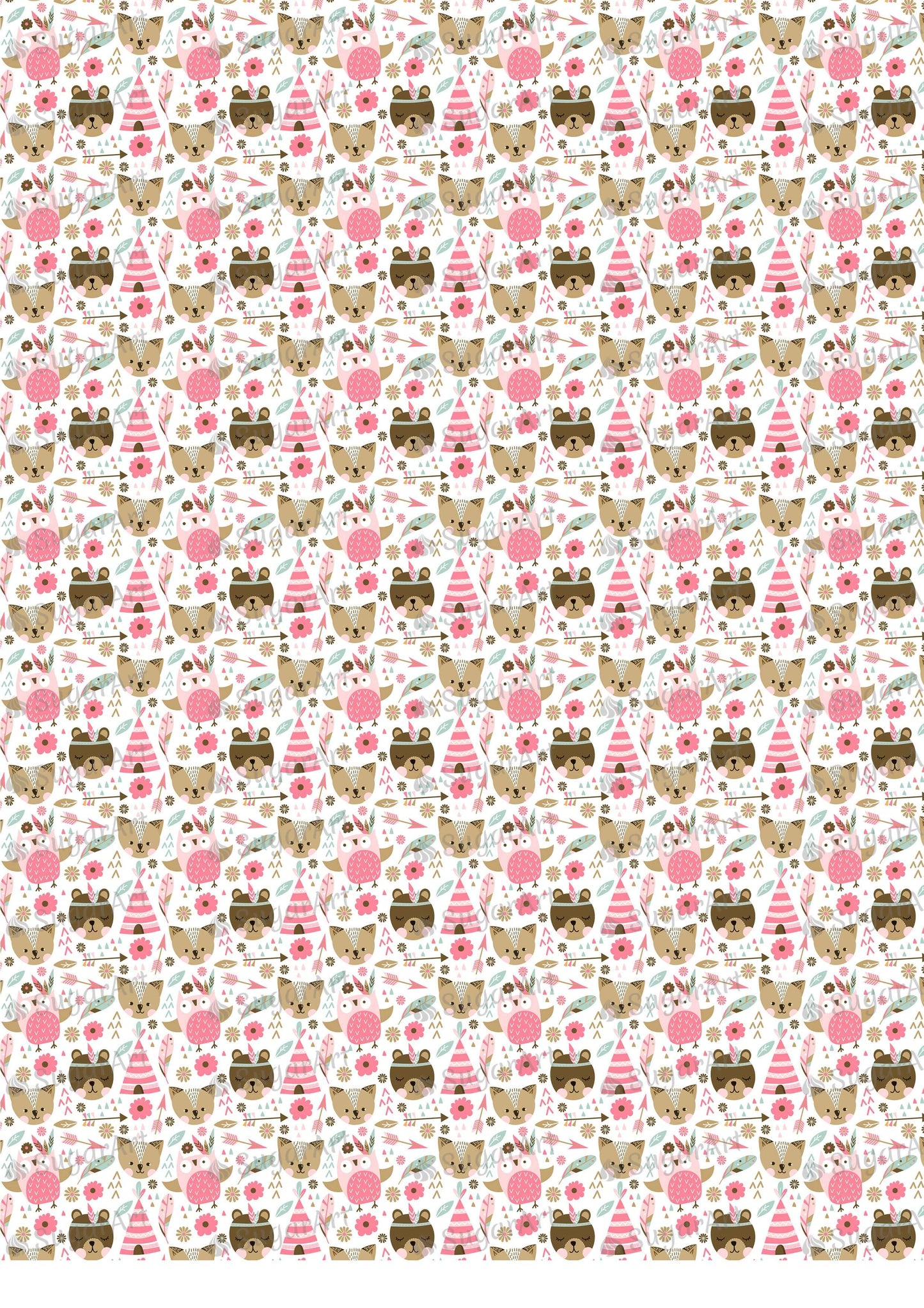 Pink Animals Background - BSA054-Sugar Stamp sheets-Sugar Art