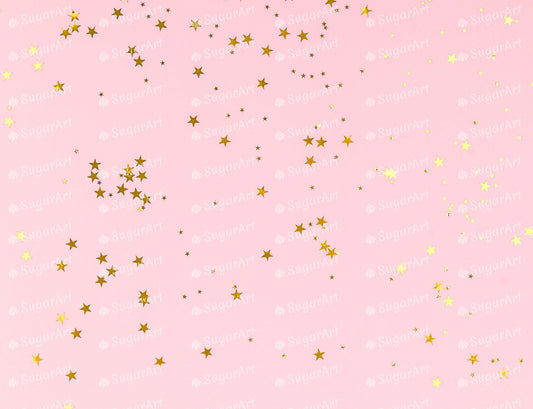 Golden Stars Glitter Confetti - Edible Fabric - EF035.