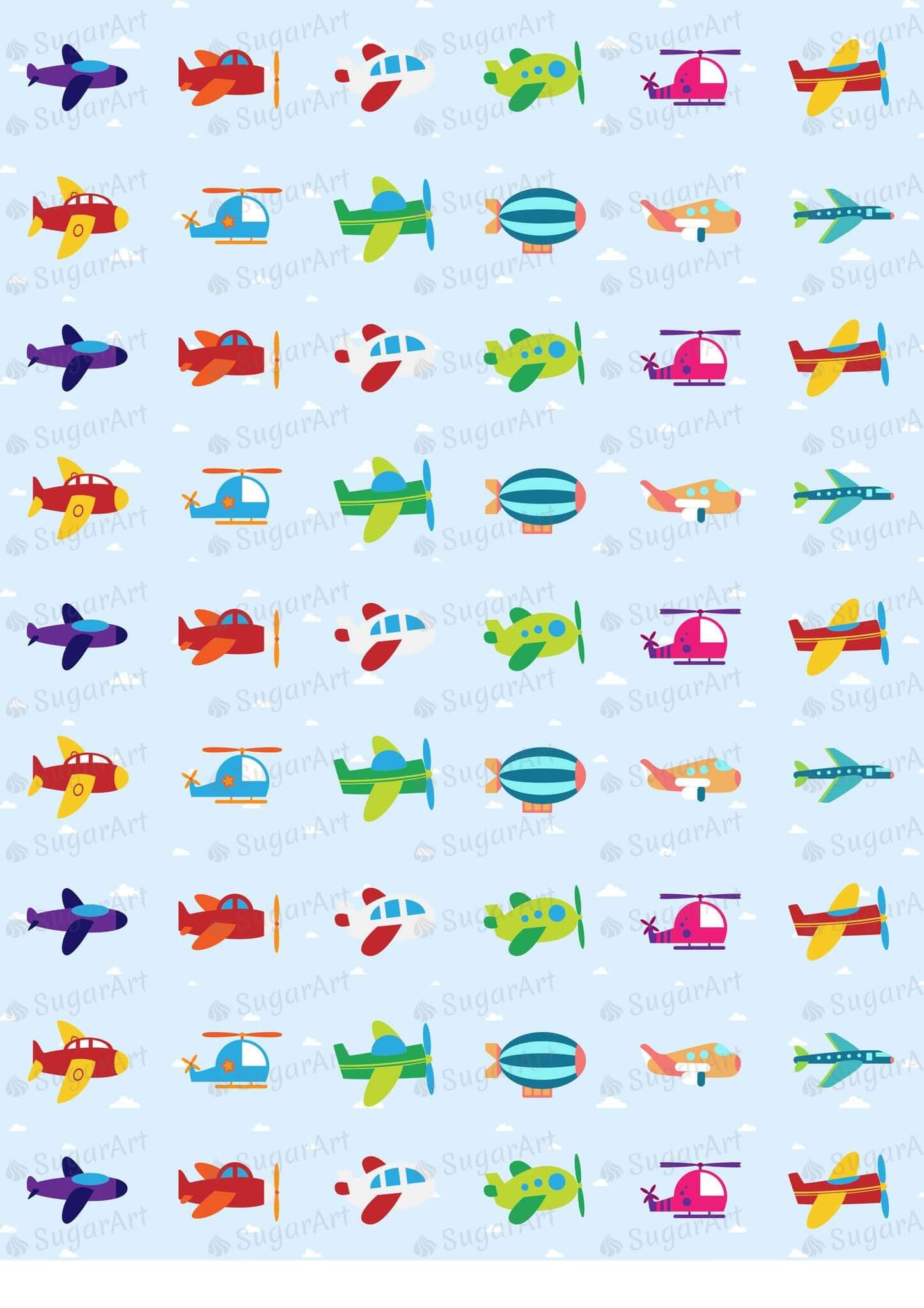 Colourful Airplane Collection - ESA015-Sugar Stamp sheets-Sugar Art