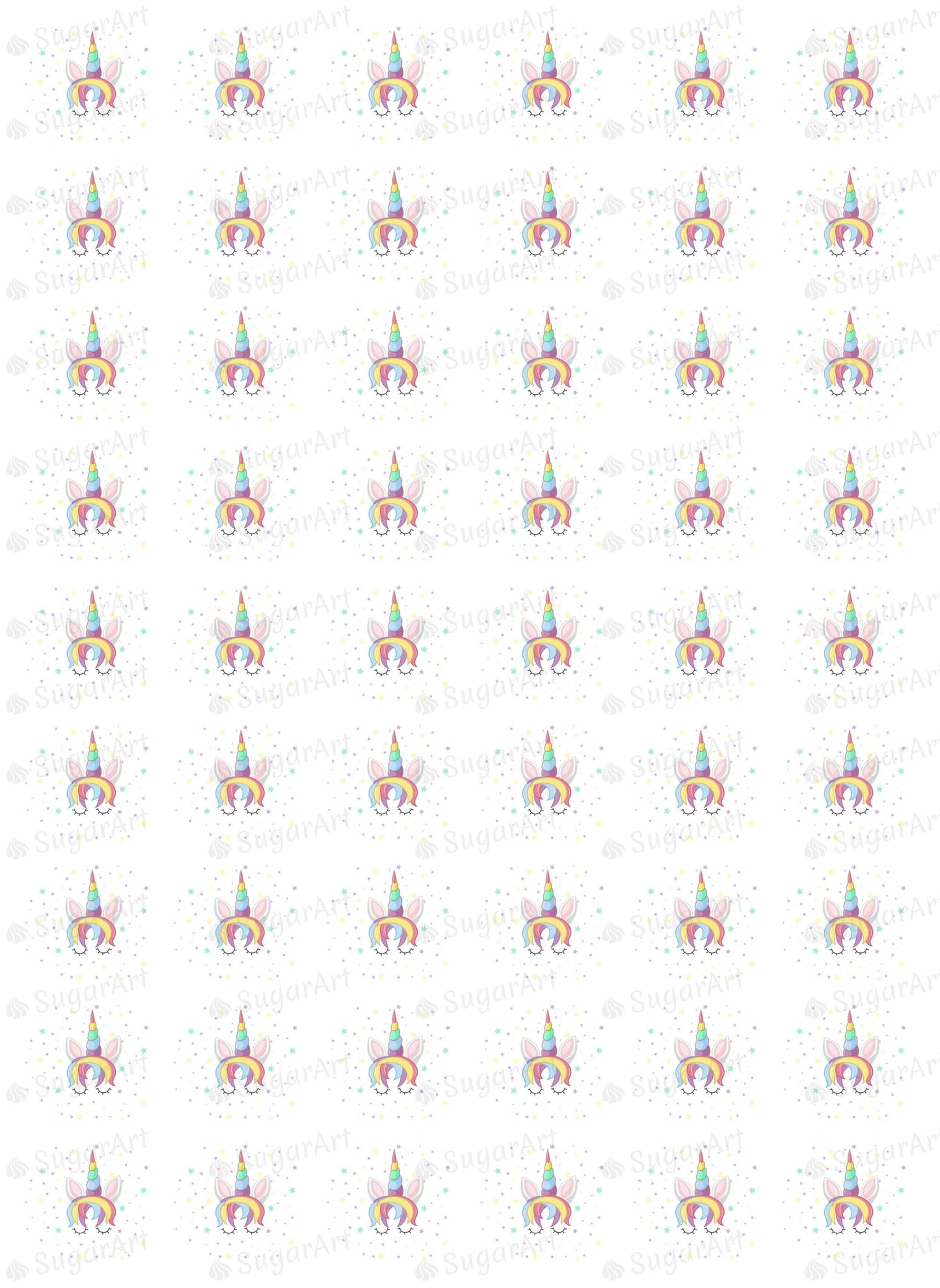 Rainbow Unicorn Head with Stars - ESA065-Sugar Stamp sheets-Sugar Art