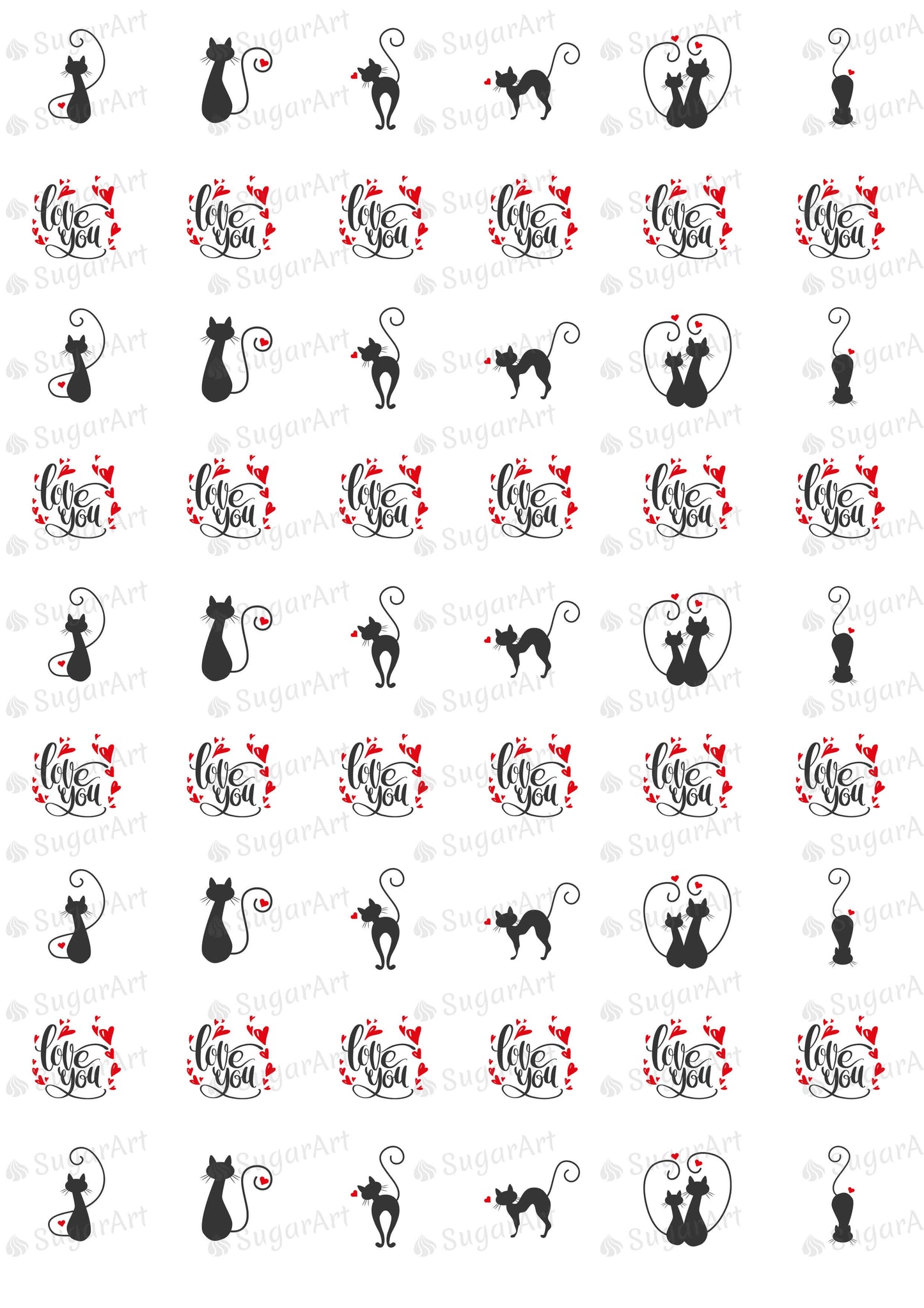 Cats in Love Silhouettes, Love You! - ESA092.