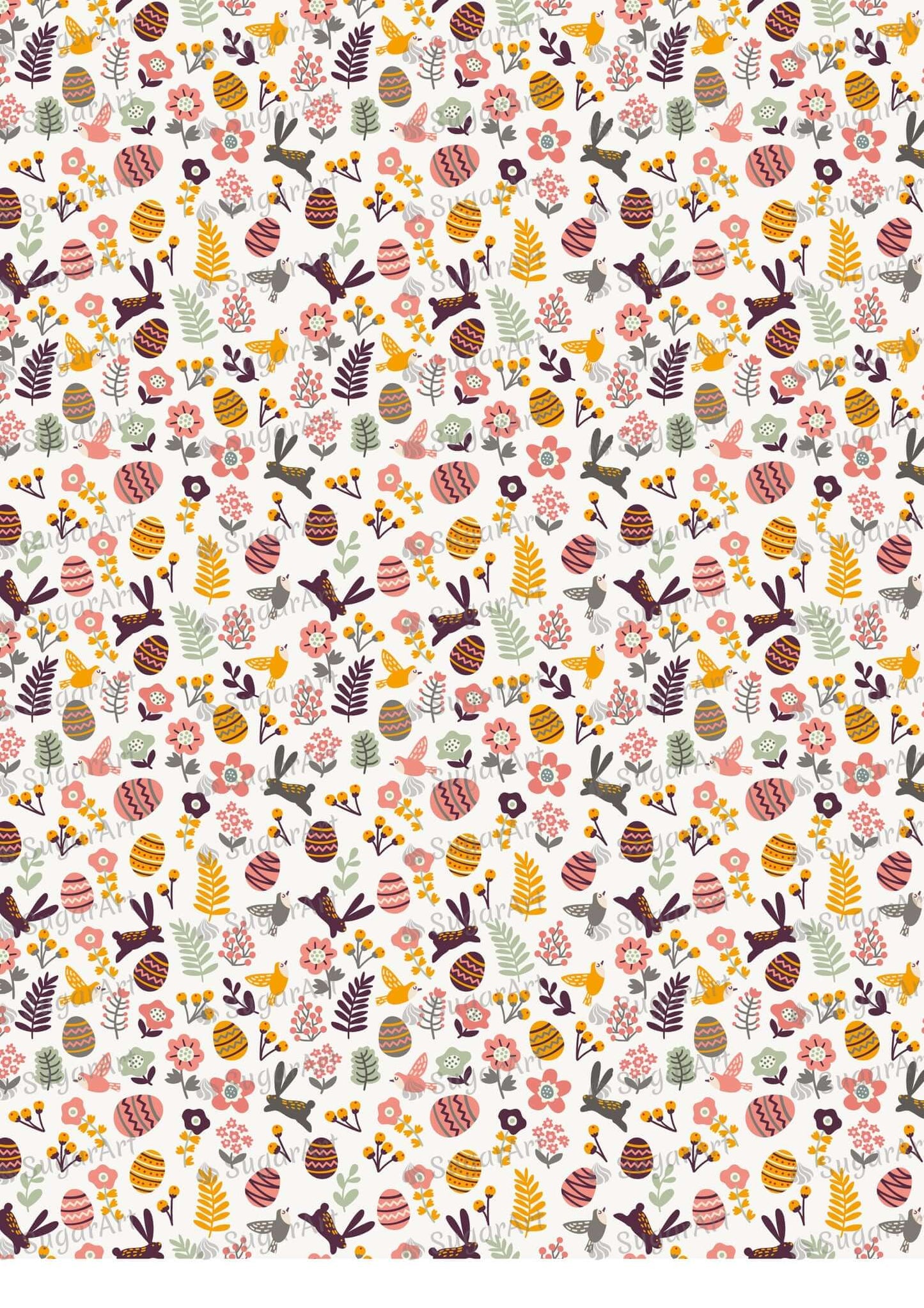Easter Eggs and cute leaves pattern - HSA005-Sugar Stamp sheets-Sugar Art