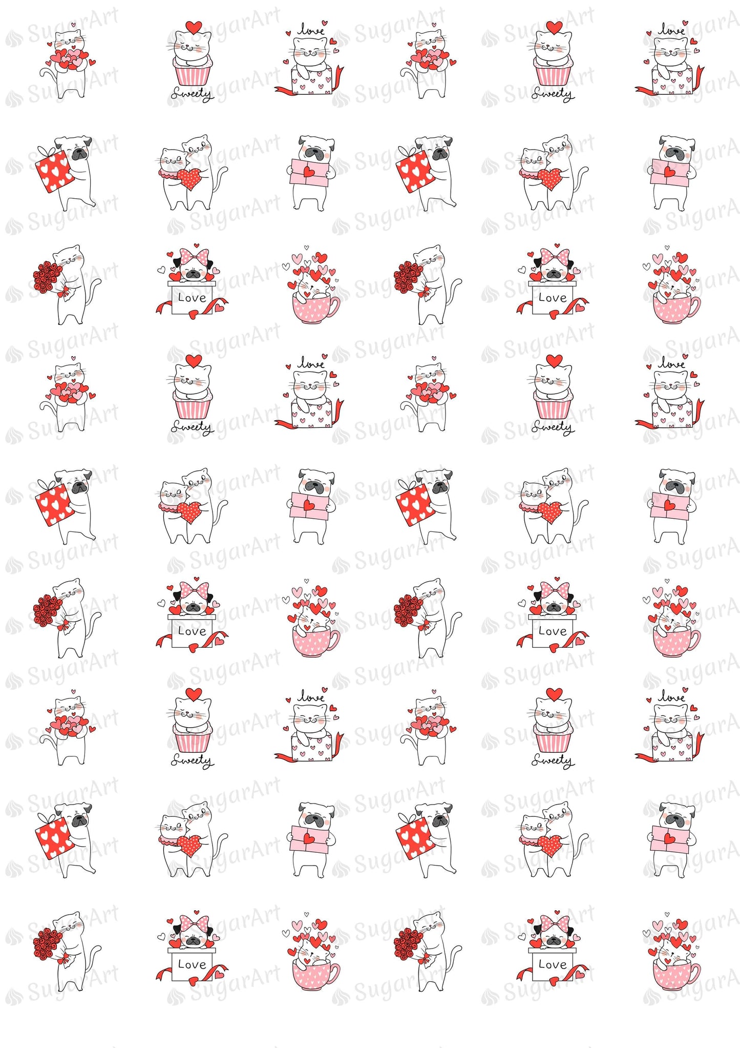 Cute Cats and Dogs for Valentine's Day - HSA079.