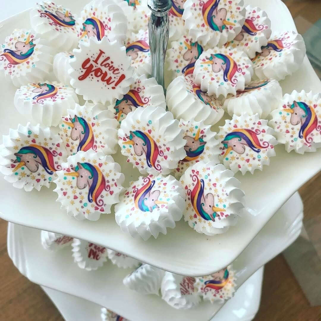 Watercolor Lovely Unicorn with Hearts and Stars - ESA013-Sugar Stamp sheets-Sugar Art