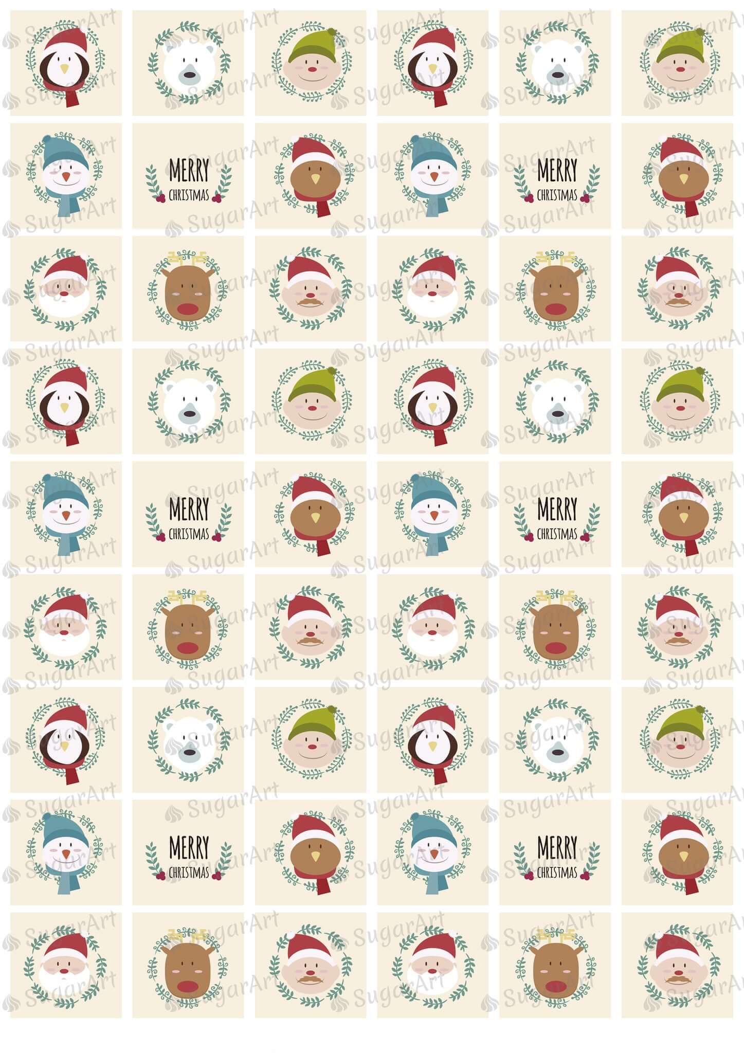 Funny Christmas Characters - SA34-Sugar Stamp sheets-Sugar Art