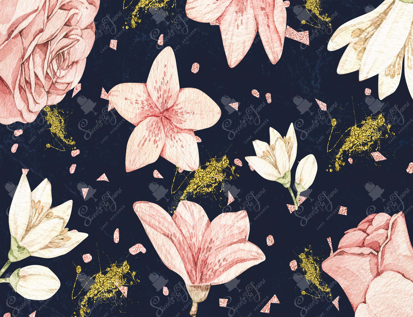 Pink and Blue Vintage Flowers - SJSA011