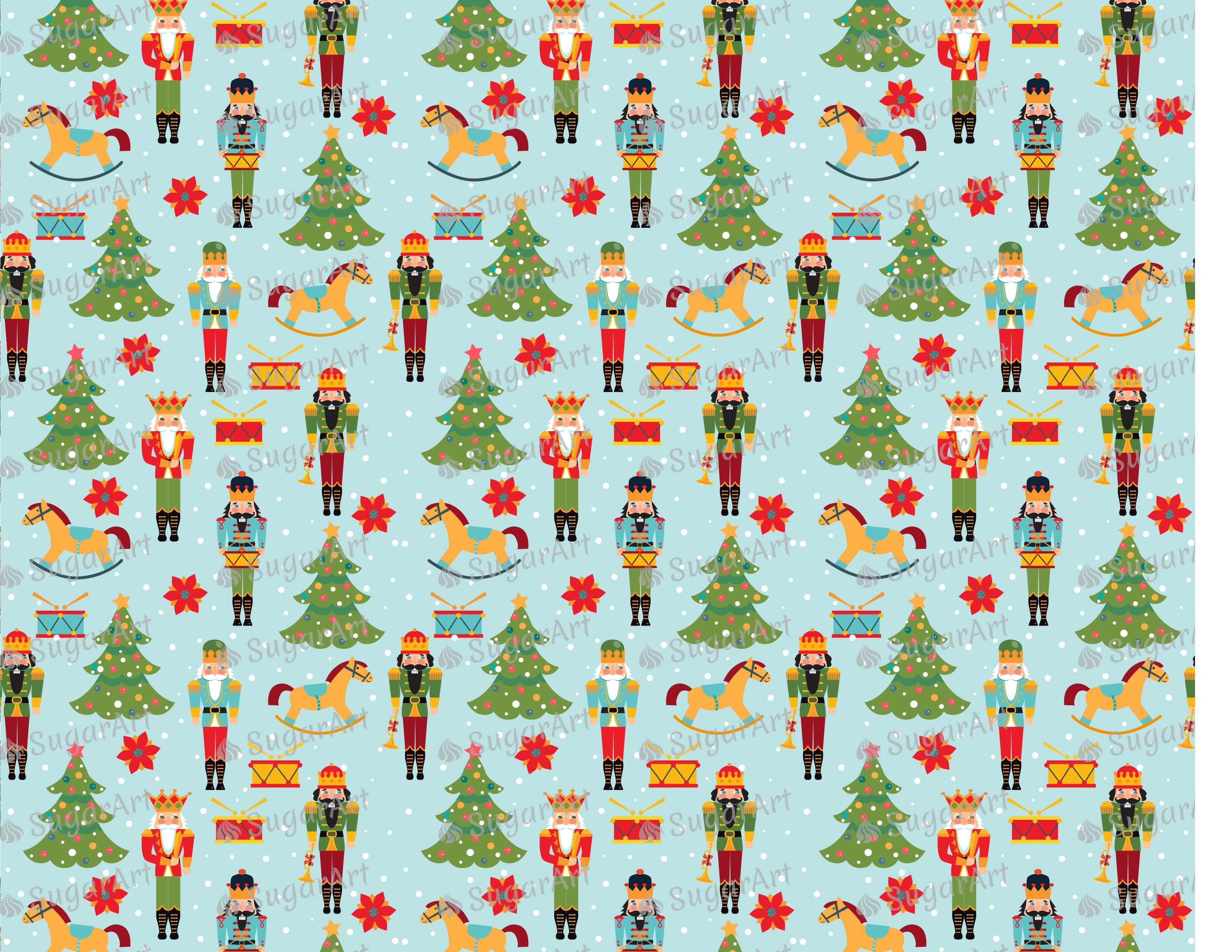 Christmas Pattern with Nutcrackers Trees - Icing - ISA123.