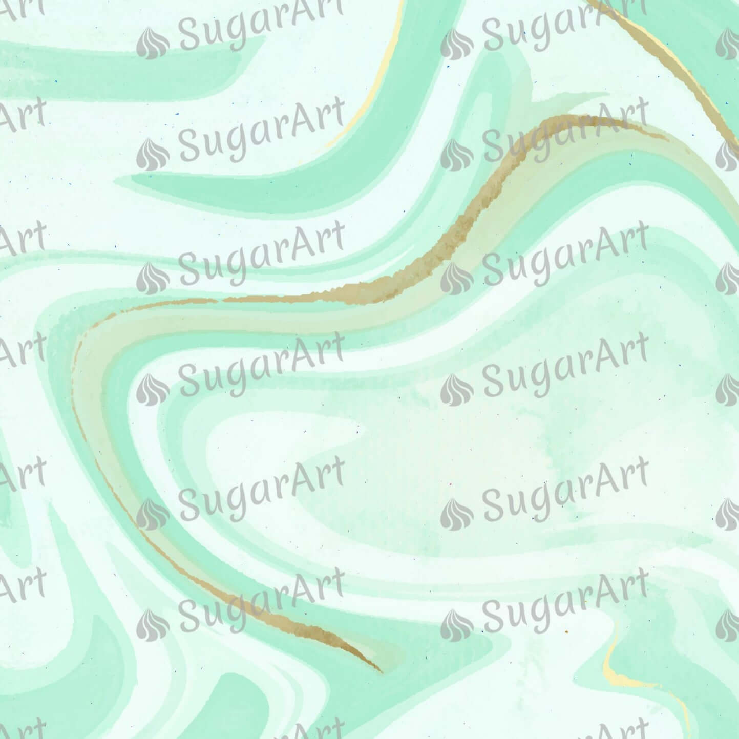 Liquid Mint Marble with Golden Gloss Background - Icing - ISA130.