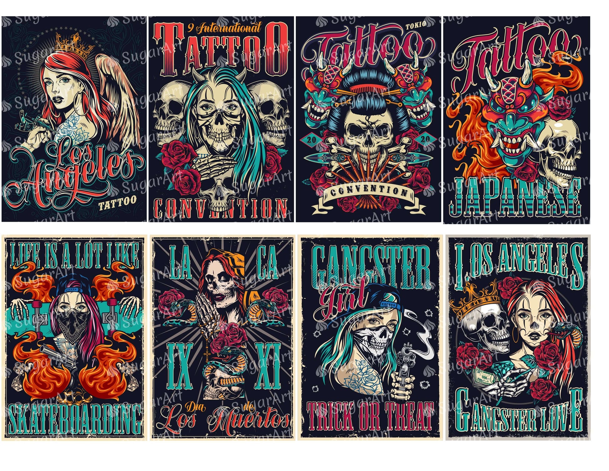 Vintage Halloween Tattoo Cards - Icing - ISA149.