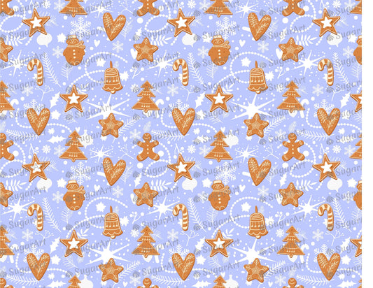 Gingerbread Cookies On Blue Background - Icing - ISA169.