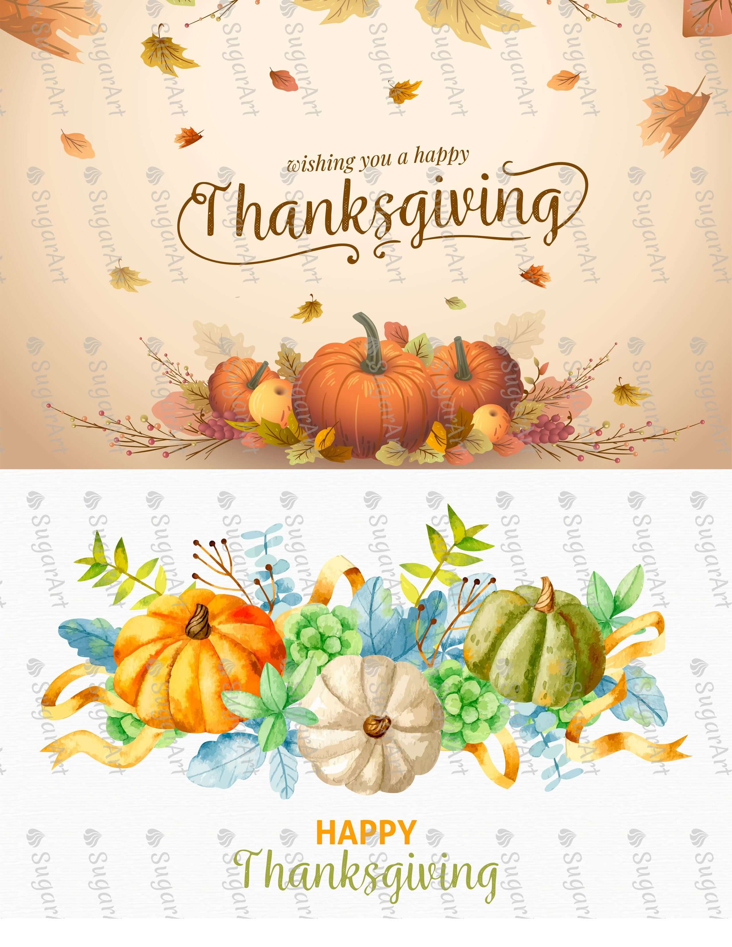 Watercolor Happy Thanksgiving set of 2 - Icing - ISA174.