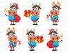 Collection of 6 Cute Winter Bulls - Icing - ISA175.