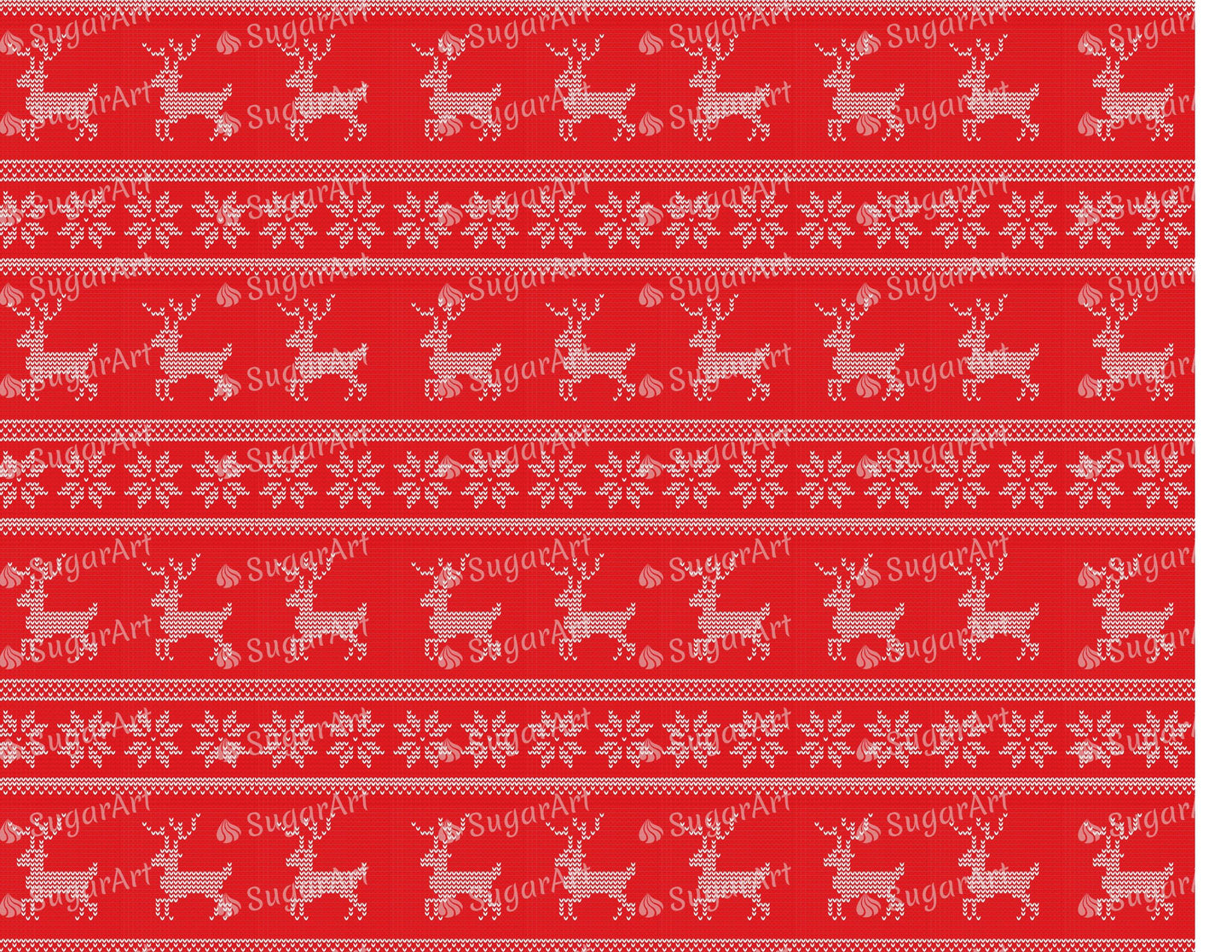 Red Knitted Christmas Pattern - Icing - ISA183.