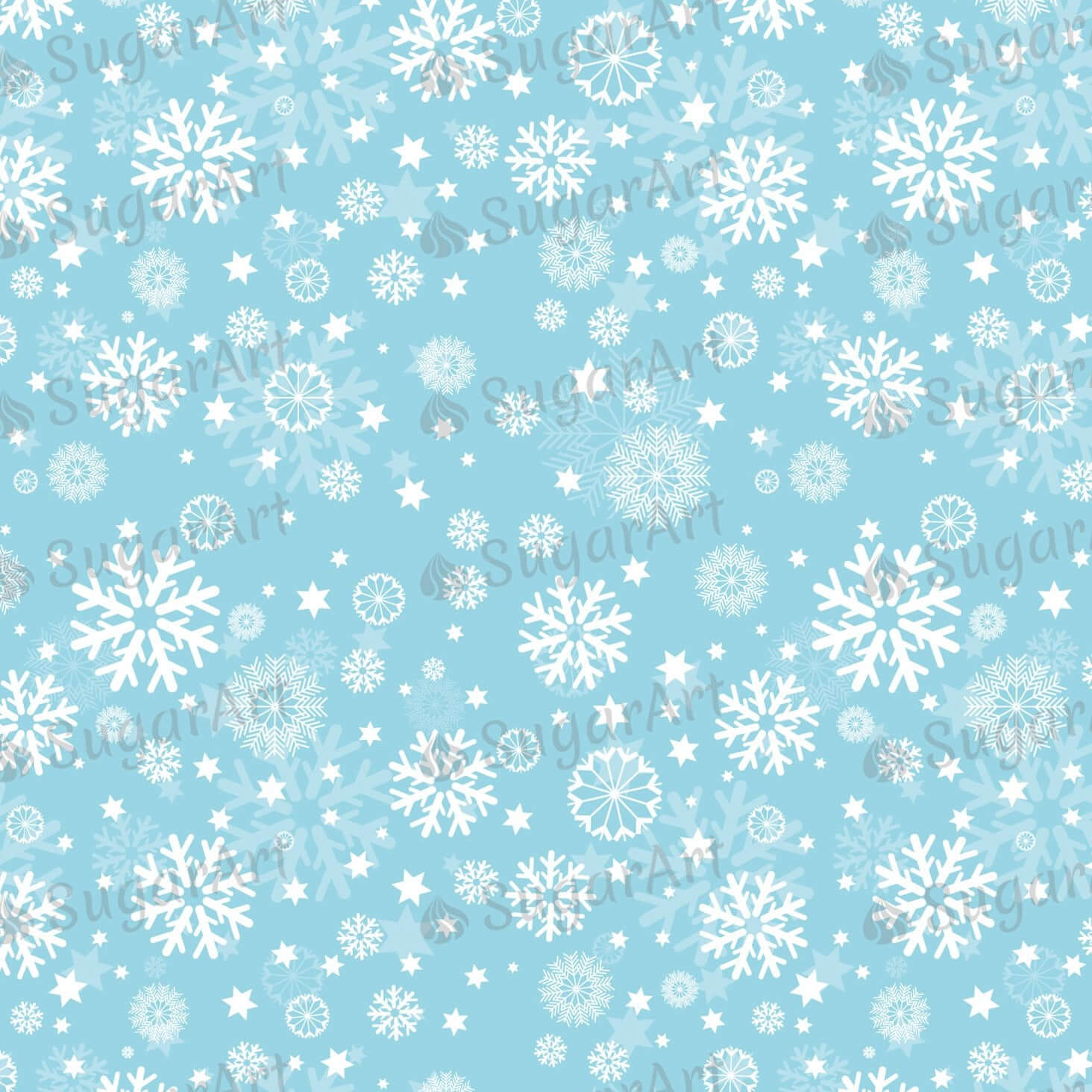 White Snowflakes on Blue Background - Icing - ISA184.