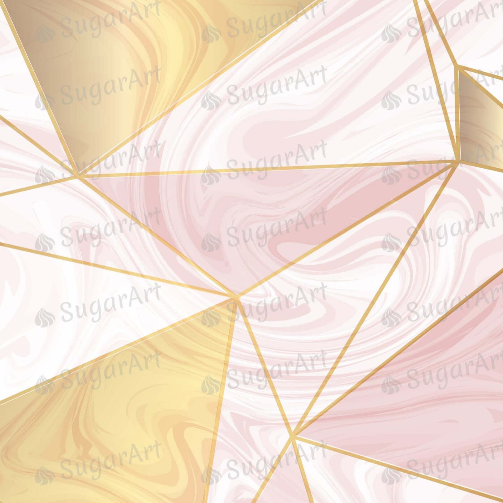 Pink Golden Geometrical Marble Texture - Icing - ISA189.