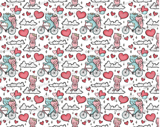 Romantic Cats on- Bicycle - Icing - ISA205.