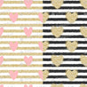 Golden Striped Patterns with Hearts - Icing - ISA209.