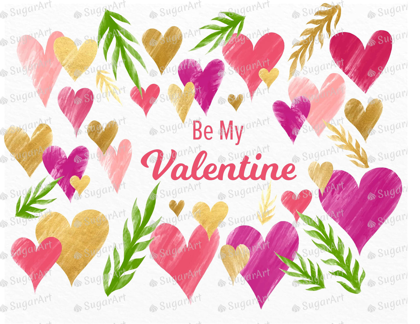 Watercolor Be My Valentine Background - Icing - ISA212.