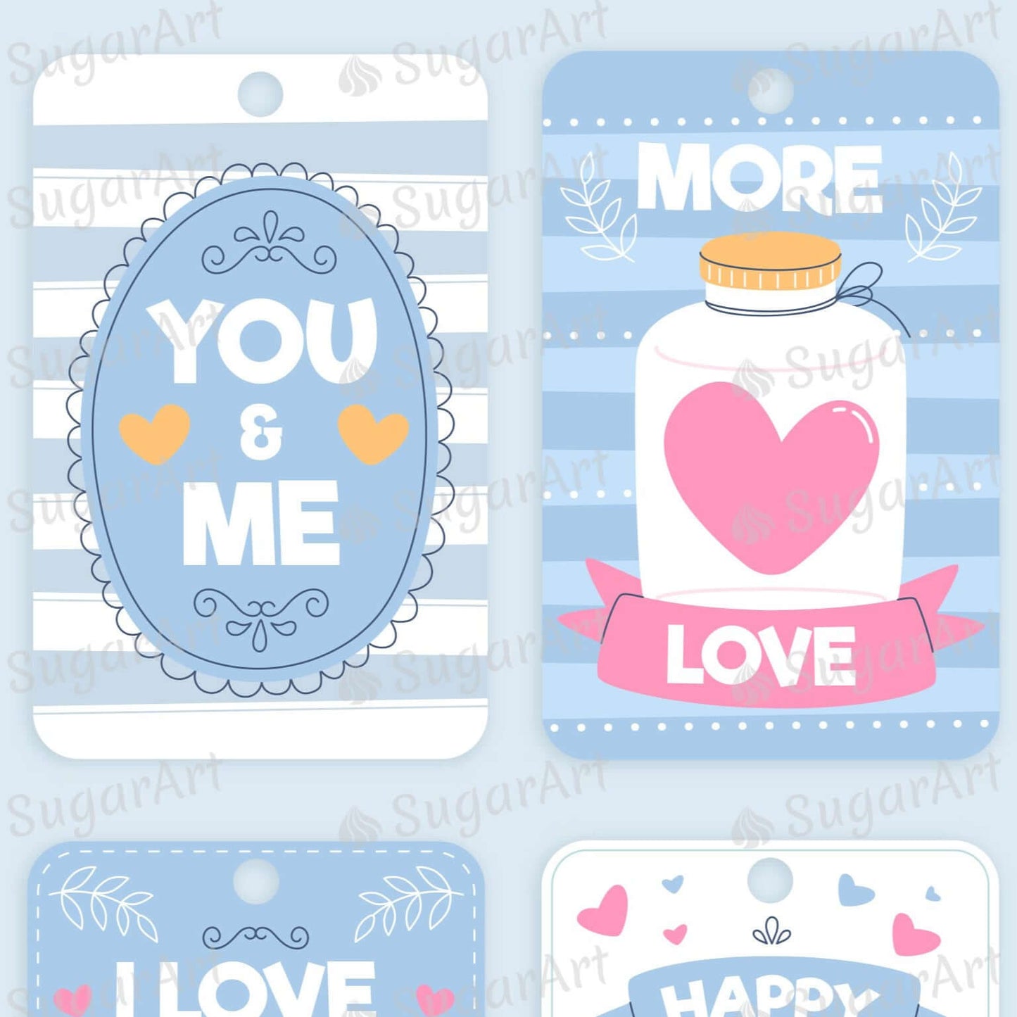 Collection of 8 Labels for Valentine - Icing - ISA218.