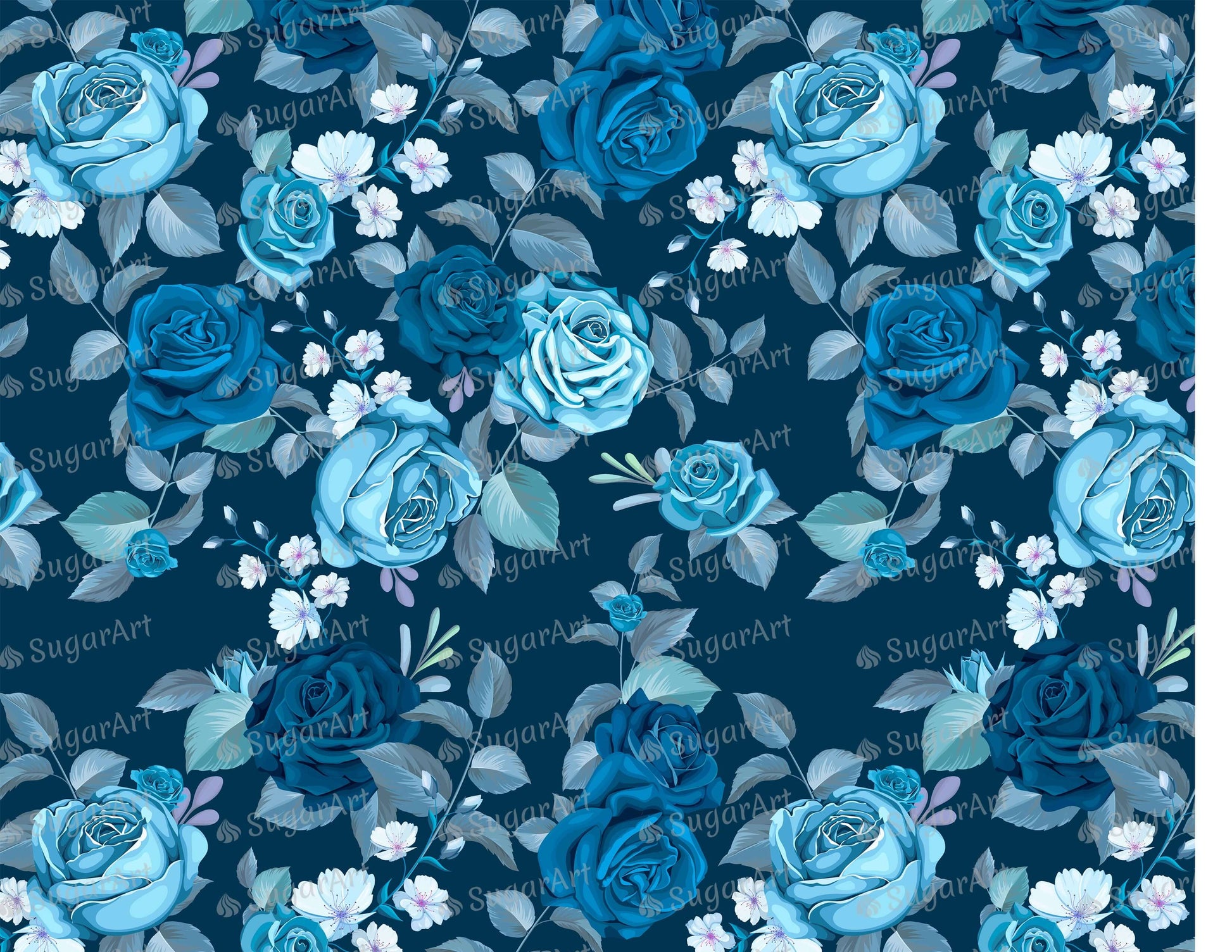 Blue Flowers Background- Icing - ISA223.