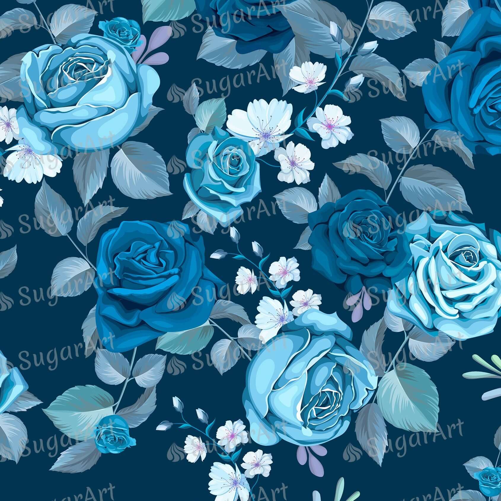 Blue Flowers Background- Icing - ISA223.