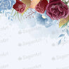 Burgundy and Dust Blue Roses - Icing - ISA226.