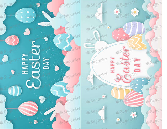 Two Happy Easter Day with Colored Eggs - Icing - ISA235.