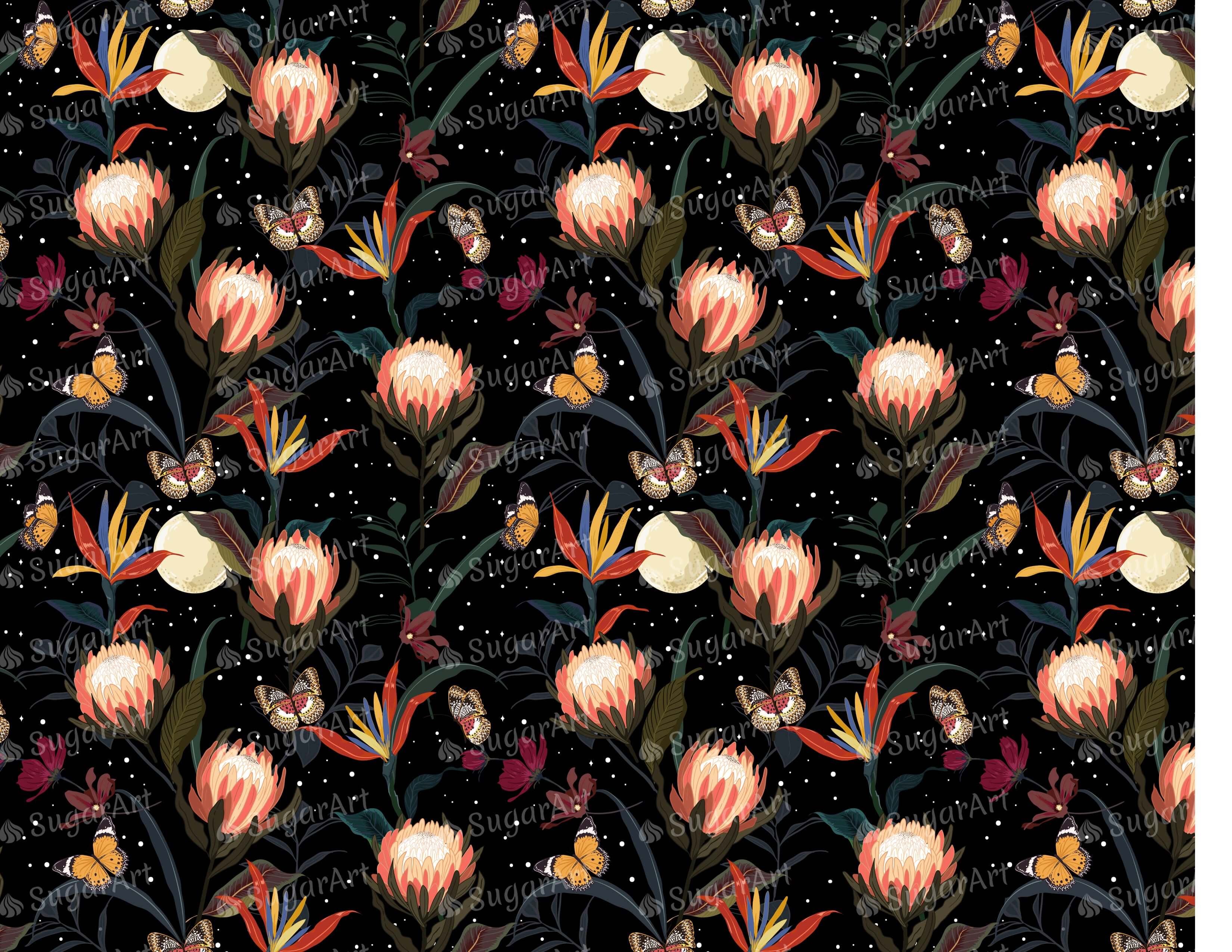 Protea Flowers Garden Pattern - Icing - ISA241.