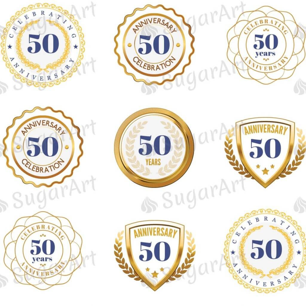 Happy 50 Anniversary! - ESA032-Sugar Stamp sheets-Sugar Art