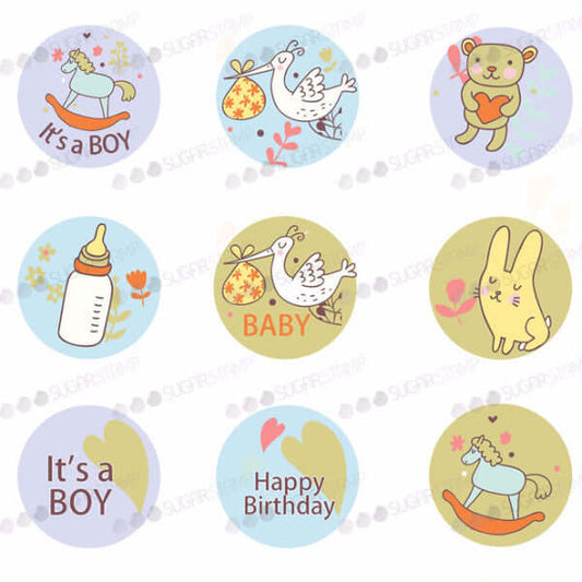 Meringue Transfer Sheets | Sugar Stamps | Especially for the newborn baby boy - B03M