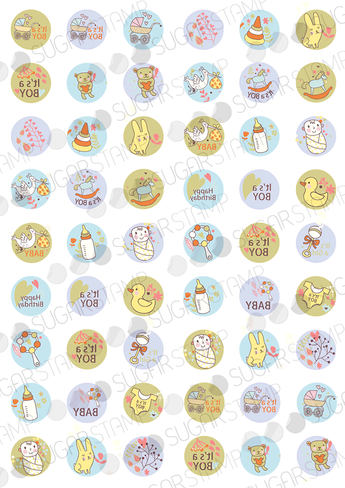 Meringue Transfer Sheets | Sugar Stamps | Especially for the newborn baby boy - B03M