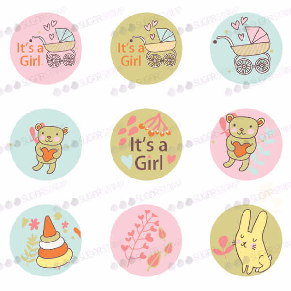 Chocolate Transfer Sheets | Sugar Stamps | Especially for the newborn baby girl - B04C