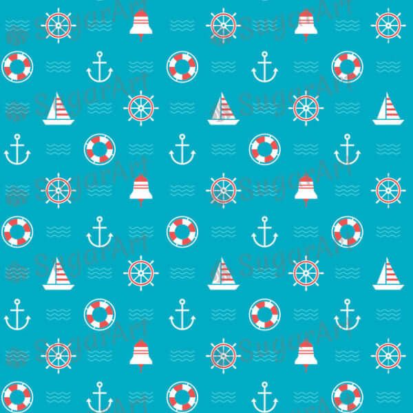 Nautical, Anchor and Sail Boat Pattern - BSA004-Sugar Stamp sheets-Sugar Art