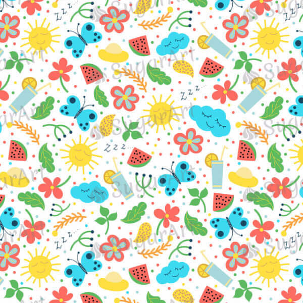 Colourful Summer Time Background - BSA009-Sugar Stamp sheets-Sugar Art