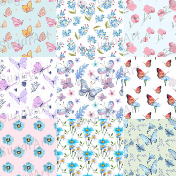Floral and Butterfly Watercolour Collection - BSA012-Sugar Stamp sheets-Sugar Art