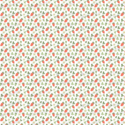 Pattern of Hand Drawn Strawberries and Flowers - BSA016-Sugar Stamp sheets-Sugar Art