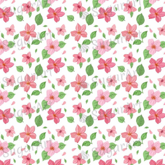 Pink Flowers with Leaves Background - BSA039.