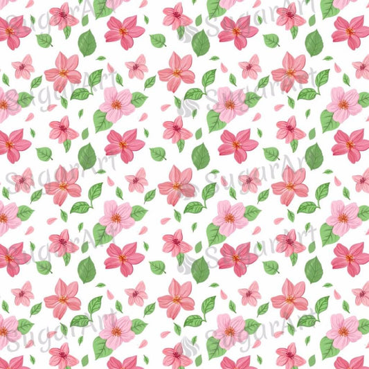 Pink Flowers with Leaves Background - BSA039.