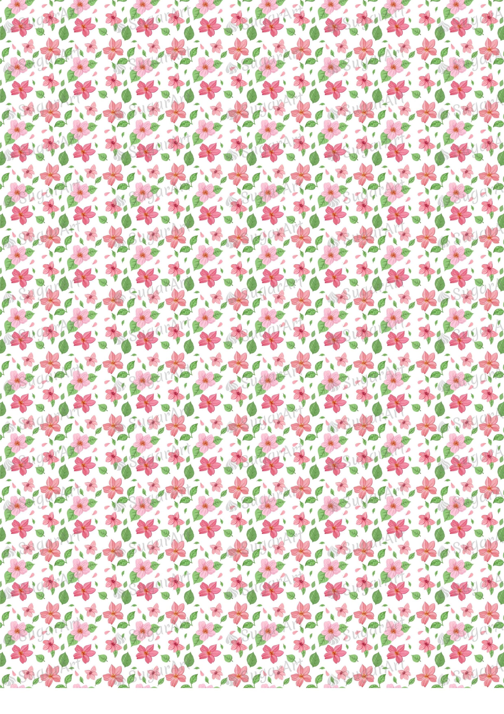 Pink Flowers with Leaves Background - BSA039.