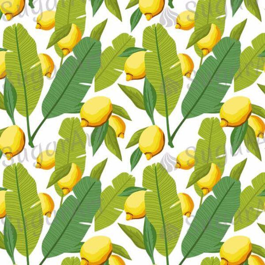 Background of Palm Leaves and Lemons - BSA041.