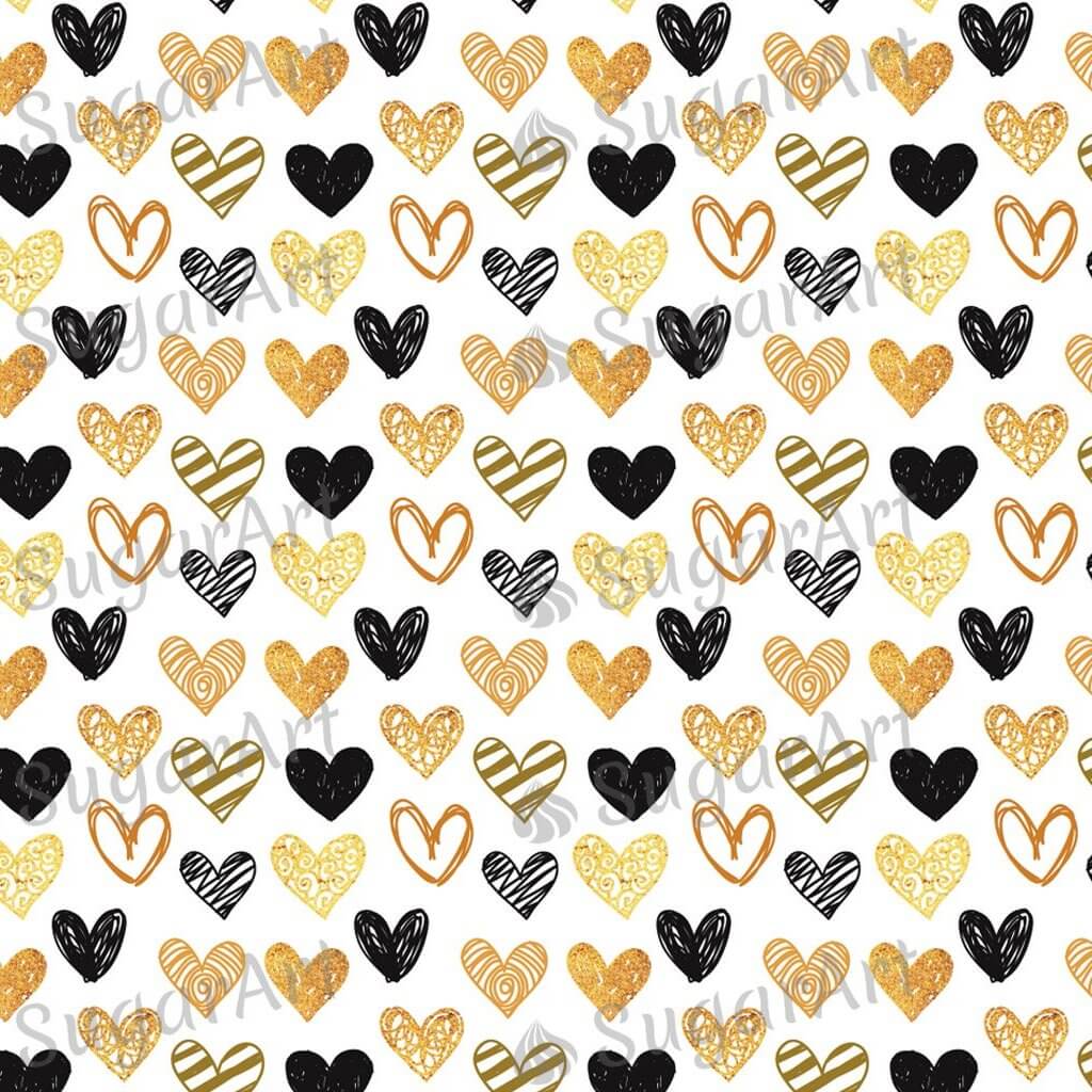 Golden and Black Hearts background - BSA045.