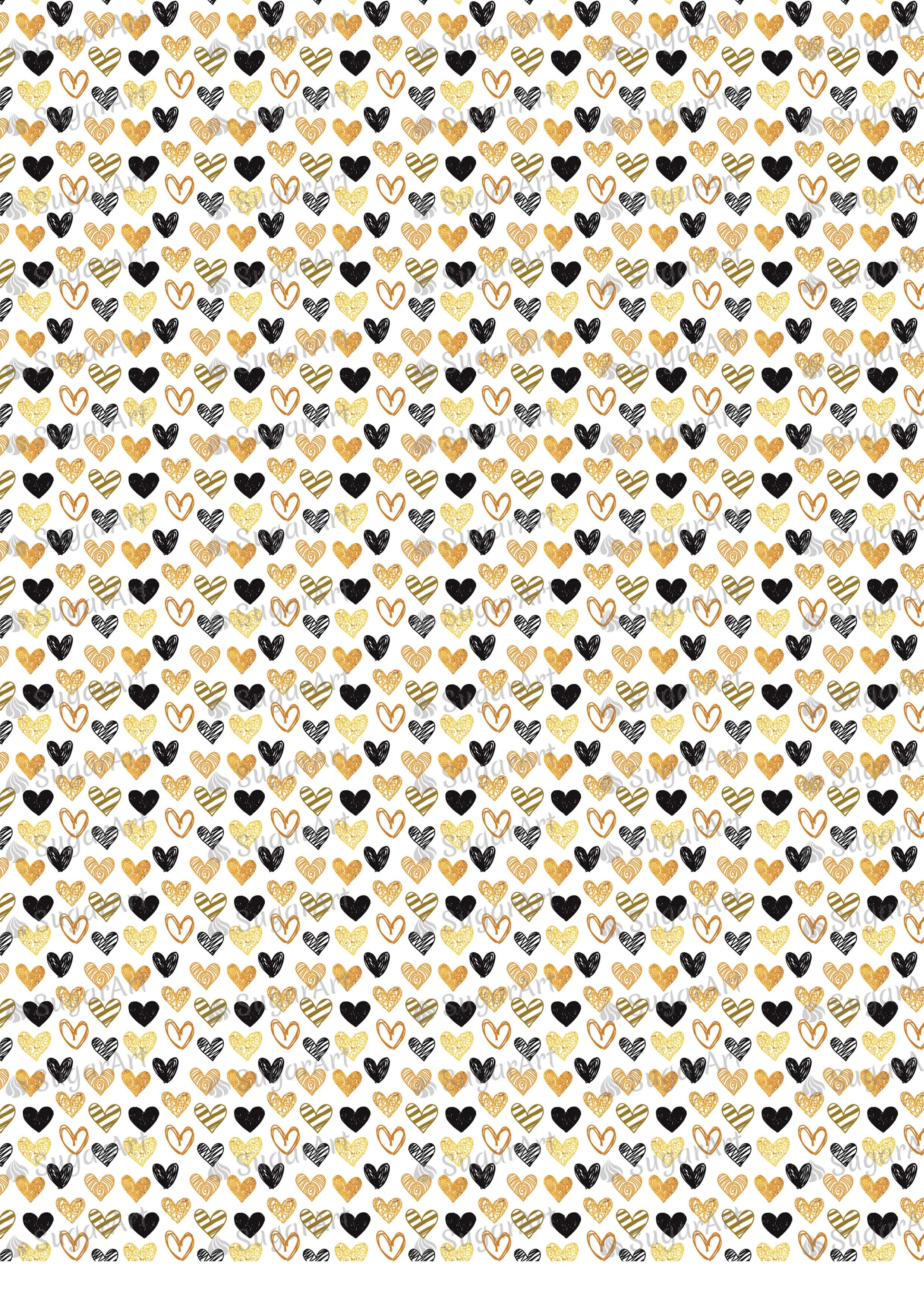 Golden and Black Hearts background - BSA045.