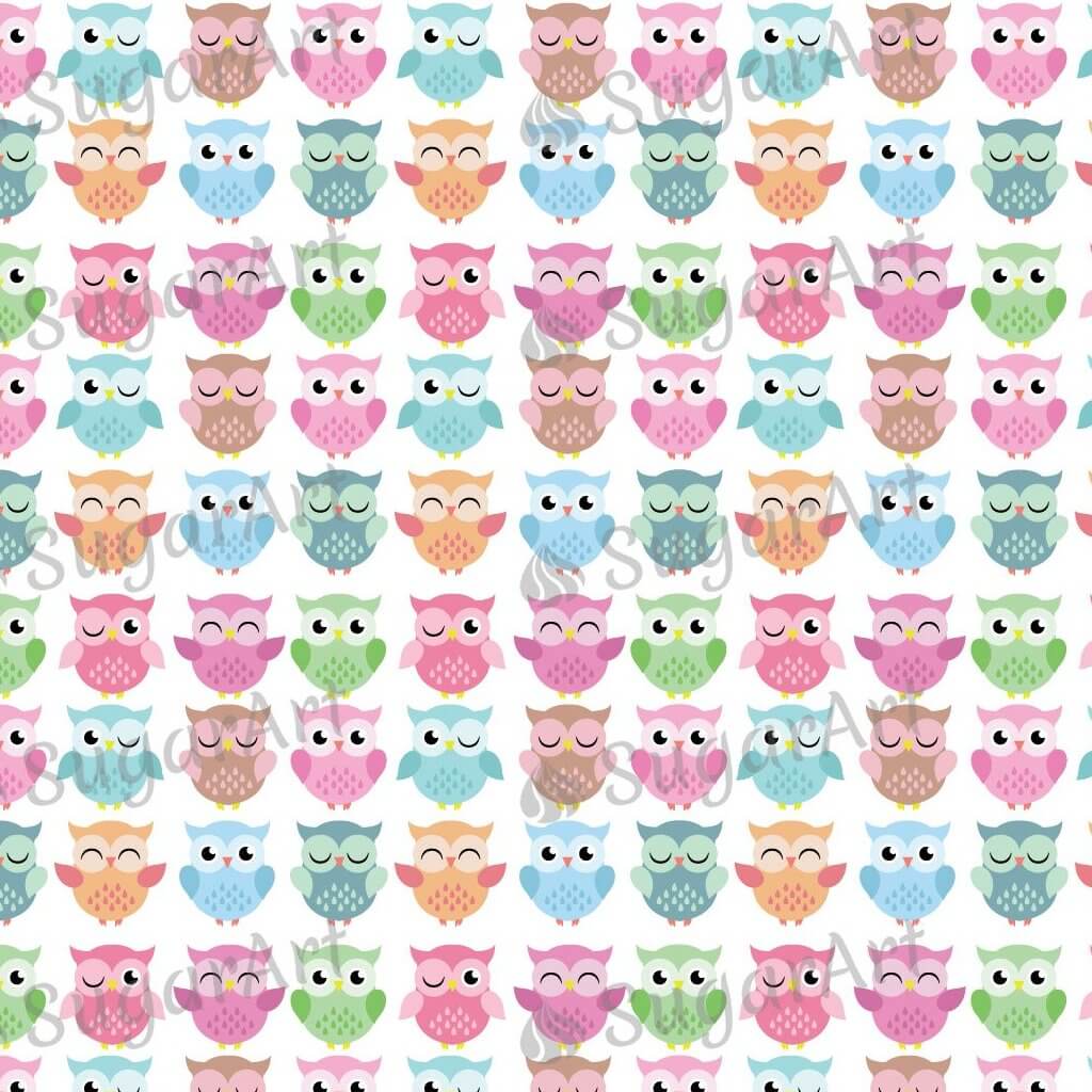 Cute Owls Background - BSA053-Sugar Stamp sheets-Sugar Art