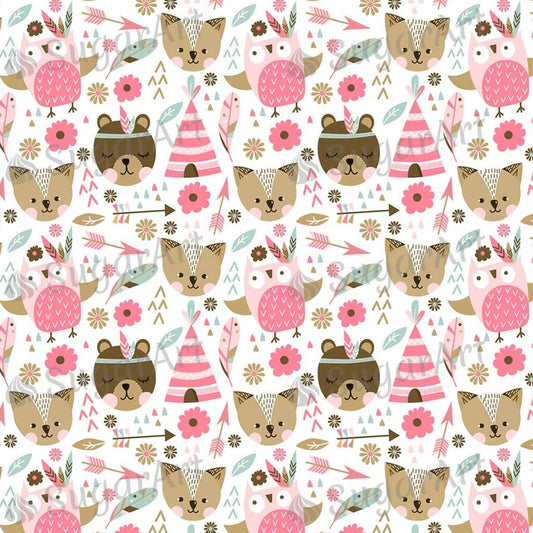 Pink Animals Background - BSA054-Sugar Stamp sheets-Sugar Art