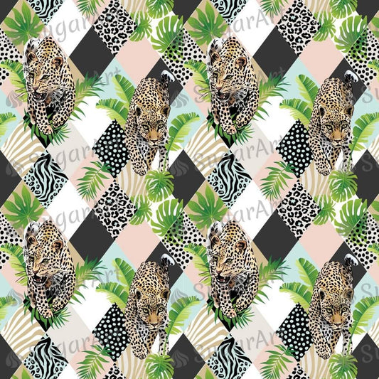 Exotic Leopard and Tropical Palm Leaves Background - BSA064.