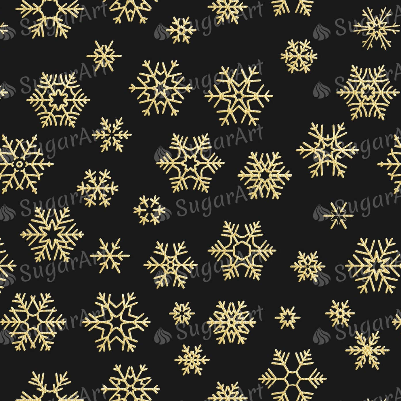 Golden Snowflakes on Black Background - BSA077.